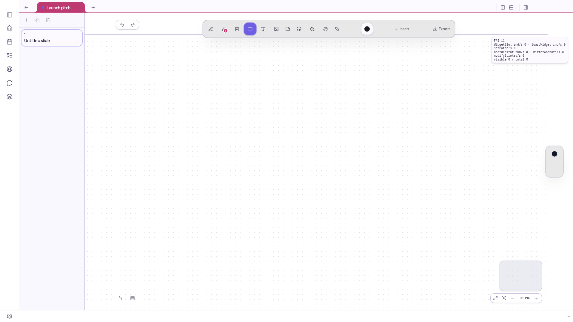 Zettly deck editor with slide rail and canvas-native slides